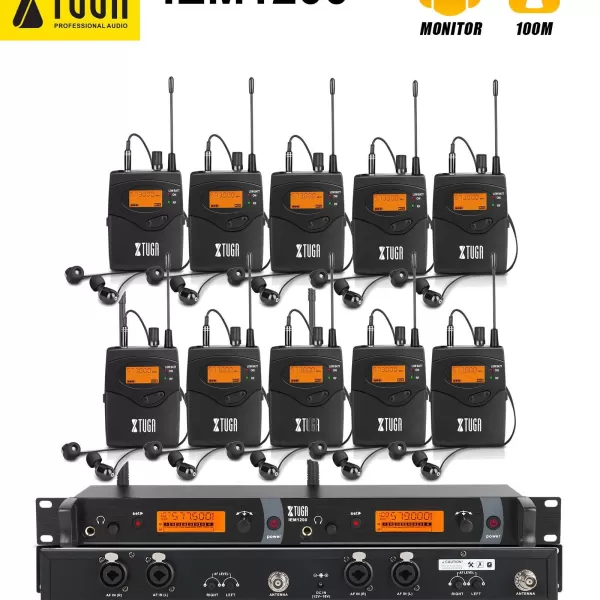 Xtuga IEM1200 10 Bodypack Wireless In Ear Monitor System