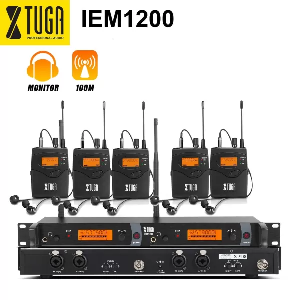 Xtuga IEM1200 5 Bodypack Wireless In Ear Monitor System