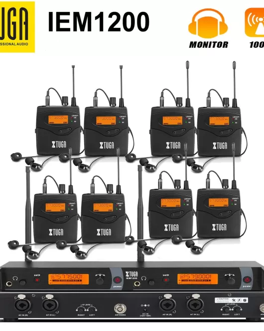 Xtuga IEM1200 8 Bodypack Wireless In Ear Monitor System
