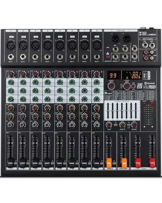 XTUGA LM80D Professional Audio Mixer 8 Channels Audio Music Mixer Mixing  Console With Bluetooth USB