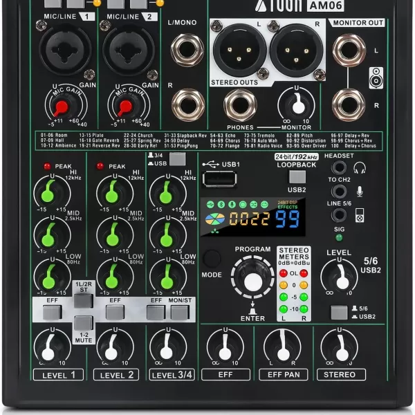 Xtuga AM06 Best Mixer Audio Bluetooth / USB 6 Channel | Xtuga Audio