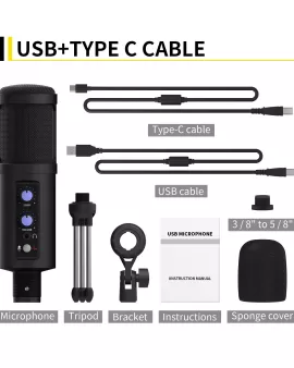 Xtuga BM990 Type C &amp; USB Condenser Microphone