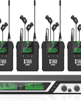 XTUGA SEM200 - 4 Bodypack Stereo Wireless in Ear Monitor System 