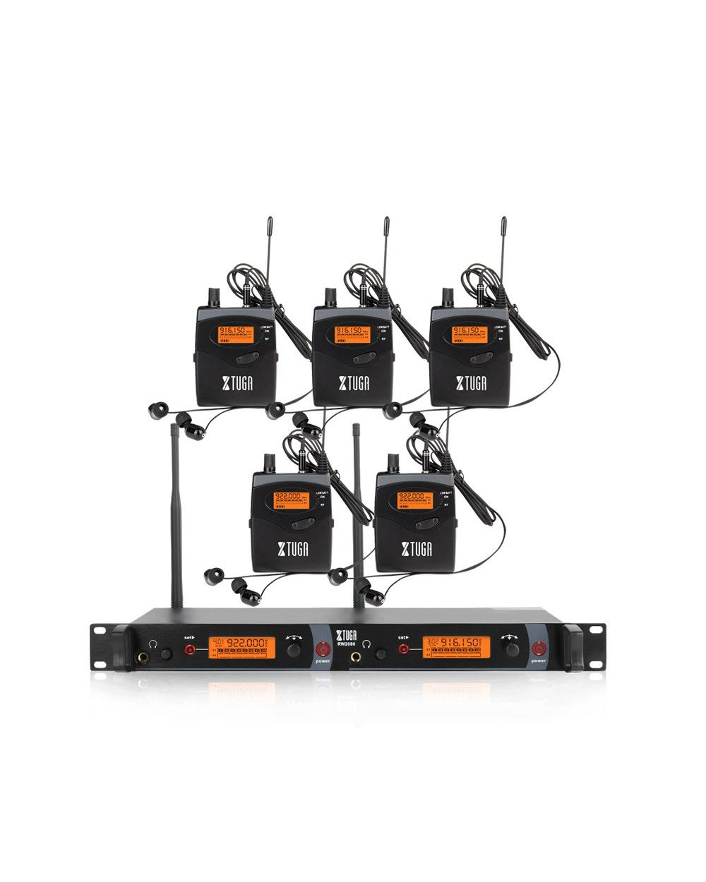 Xtuga RW2080 5 BodyPacks Best Wireless In Ear Monitor Systems Xtuga