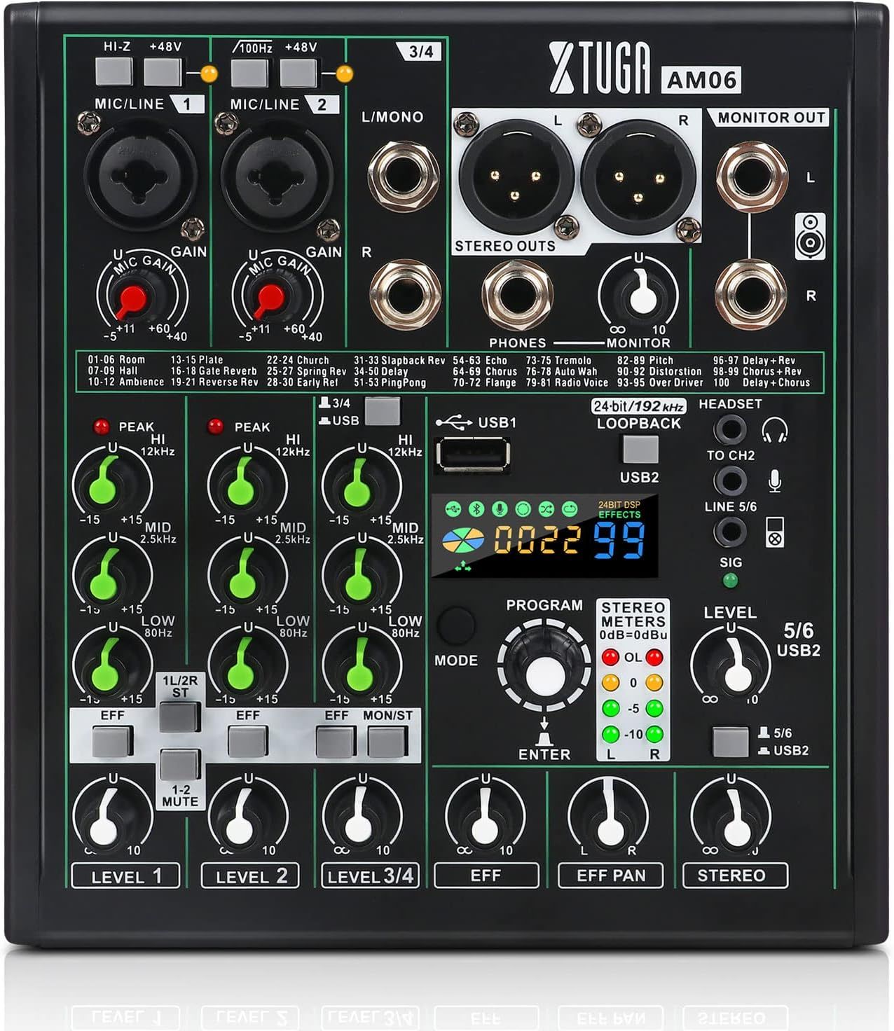 Xtuga AM06 Best Mixer Audio Bluetooth / USB 6 Channel Mini